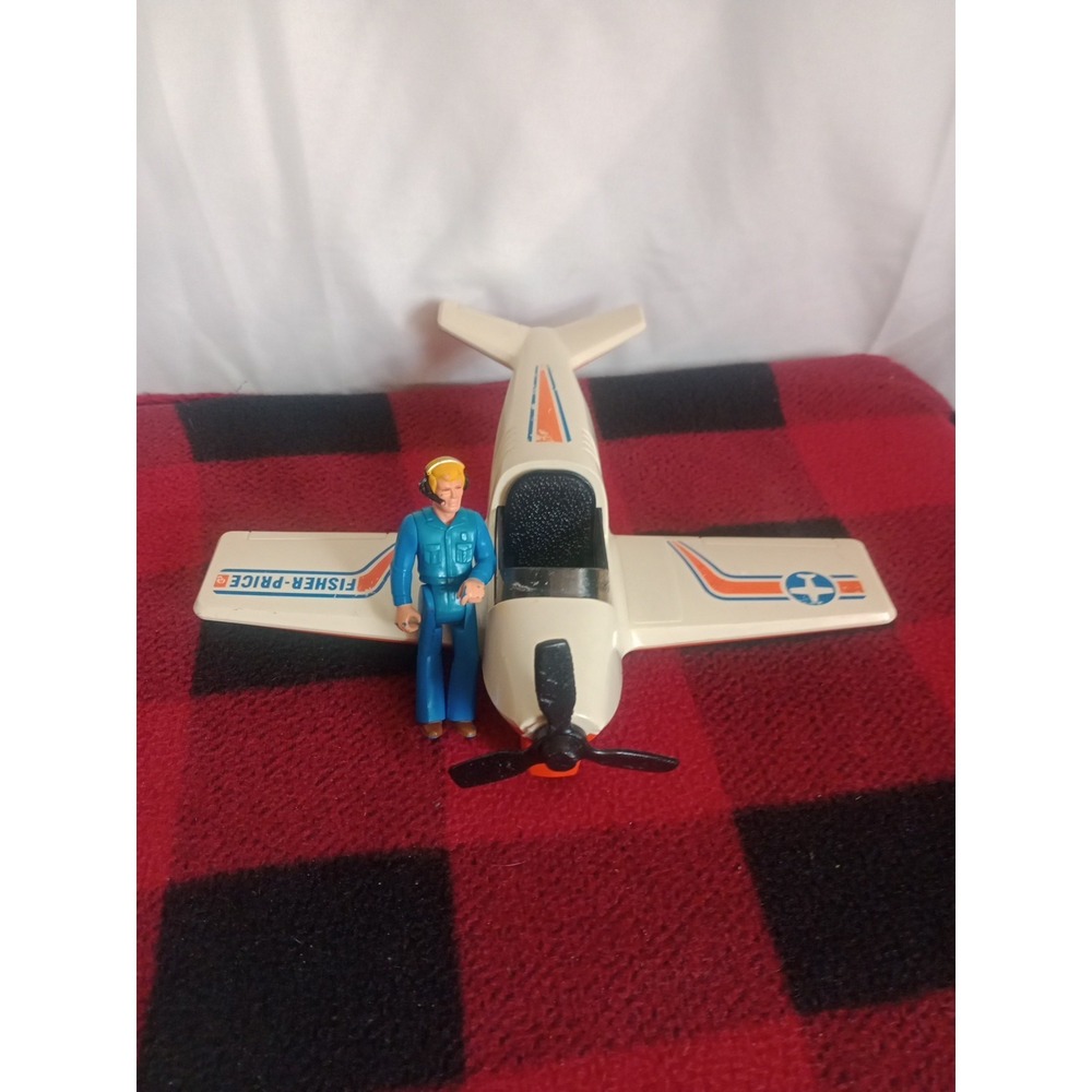 1974 Fisher Price Toys Daredevil Sports Plane Airplane #306 With Pilot